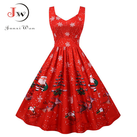 Robe de noël mi-longue pour Femme, tenue Sexy, bretelles Spaghetti, Vintage, fête, imprimé flocon de neige, vêtements de noël, hiver 2022 ► Photo 1/6