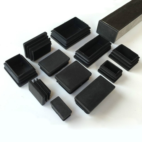 2/5/10 pièces Rectangle en plastique noir bouchon d'extrémité bouchons Tube tuyau Inserts bouchon bonde en acier jambe Stopfen 10x20mm ~ 30x100mm ► Photo 1/6