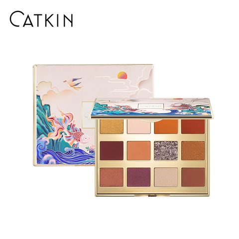 CATKIN – Palette de fards à paupières, 12 couleurs, mat, scintillant, très pigmenté, Texture crémeuse, Bronze naturel, cosmétique neutre pour les yeux ► Photo 1/4