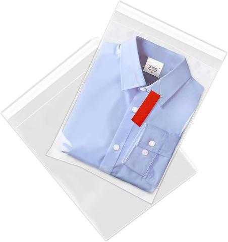 100 Pack Poly sac Transparent Opp auto-adhésif sac en plastique pour t-shirt, vêtements emballage sac de rangement clair ► Photo 1/6
