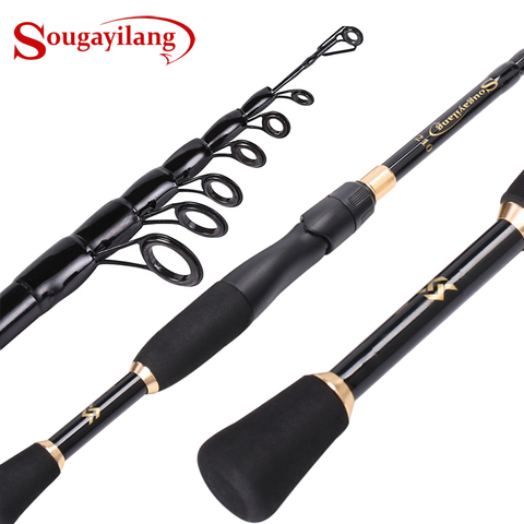 Sougayilang – canne à pêche Spinning télescopique ultralégère de 1.8 à 2.4m, accessoire en Fiber de carbone ► Photo 1/6