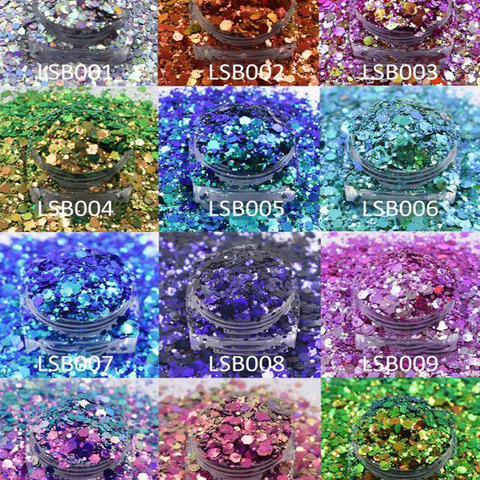 3D caméléon paillettes mélange hexagone paillettes lâches grosses paillettes Polyester paillettes couleur Multi paillettes pour corps/ongles/-1 sac 50 grammes ► Photo 1/6