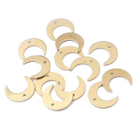 Breloques en forme de lune plate, 30 pièces, pendentif en laiton brut, bijoux Punk, mode pour femmes, fabrication de bijoux ► Photo 1/6