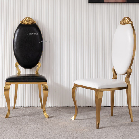 Lumière italienne luxe salle à manger chaise moderne en cuir dossier négociation chaise salon meubles en acier inoxydable salle à manger chaises ► Photo 1/1