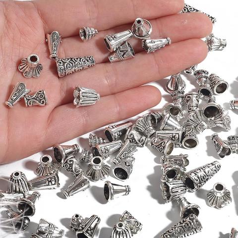 10 pièces tibétain Antique argent couleur fleur perle embouts pour la fabrication de bijoux couture entretoise perle casquettes bricolage boucles d'oreilles accessoires ► Photo 1/6