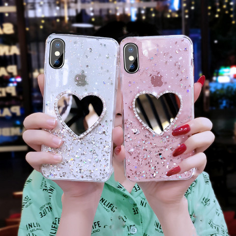 Étoile à paillettes miroir Étui de téléphone Pour Samsung Galaxy A51 A71 A50 A30S A10 A20E A70 A80 A01 A11 A21S A31 M21 M51 Doux Couverture Claire ► Photo 1/6