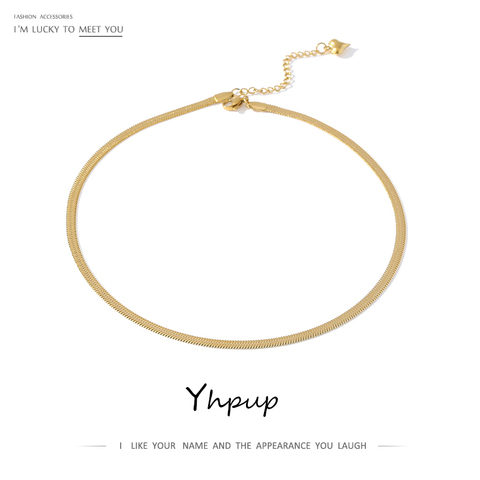 Yhpup-collier chaîne serpent géométrique, breloque, nouvelle collection, bijoux en acier inoxydable, tendance, en métal doré, porte-clés pour femmes, cadeau 2022 ► Photo 1/6