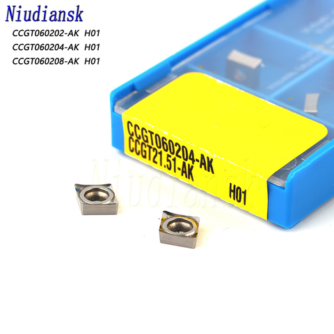 Tour cnc en aluminium CCGT060202 AK H01 CCGT060204 AK H01 CCGT060208 AK H01, outil de tournage en carbure, insertion de fraisage ► Photo 1/6