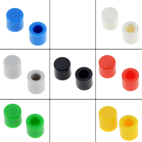 Kit de casquette en plastique, 70 pièces, 7 couleurs, pour bouchon à boutons de série 6*6, couvercle de commutateur Tactile et bouton-poussoir A56 6x6mm, vert noir blanc ► Photo 1/6