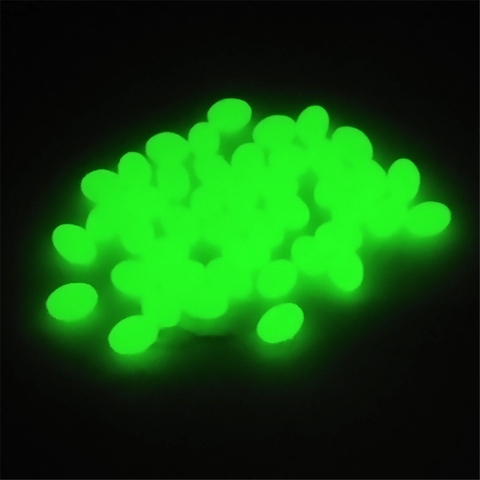 Perles de pêche lumineuses 100 pièces ovale en caoutchouc souple flottant lueur fluorescente vert pêche leurre perles ► Photo 1/5