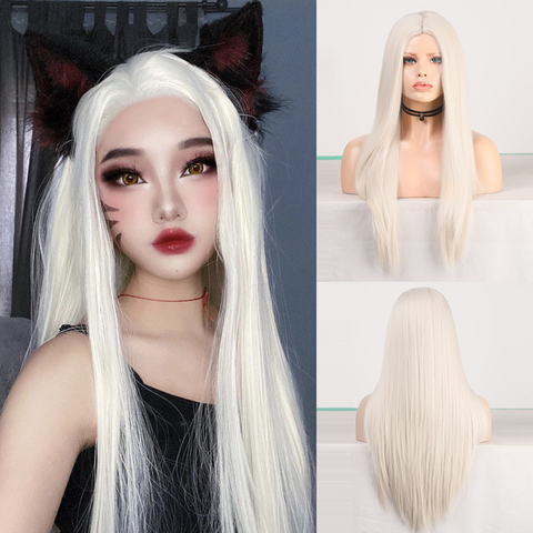 Perruque Lace Front Wig synthétique naturelle-Charisma | Body Wave longue, Blonde platine, perruque à haute température sans raie pour femmes ► Photo 1/6