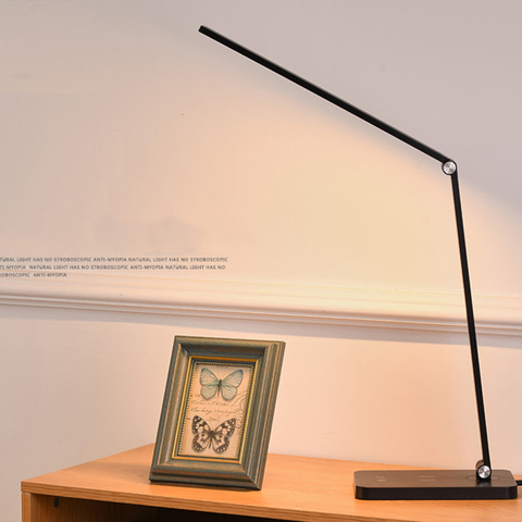 Lampe de bureau à 5 Modes d'éclairage, Station de recharge sans fil, lumière de lecture, luminosité réglable, lampe de Table pour chambre à coucher, USB ► Photo 1/6