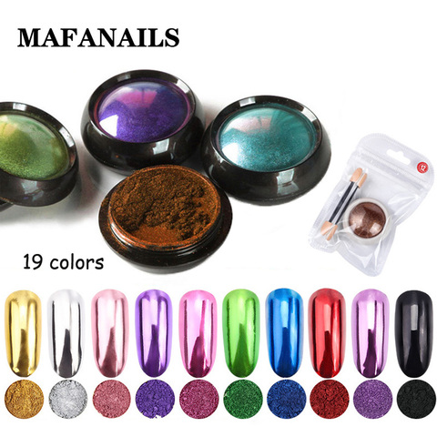 19 couleurs poudres à ongles métallique Chrome poudre à ongles effet miroir manucure Pigment Nail Art poudres avec 0.5g bâtons de fard à paupières, J ► Photo 1/6