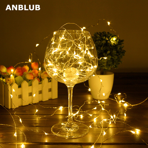 ANBLUB 2M 5M 10M fil de cuivre LED guirlandes lumineuses étanche éclairage de vacances pour fée arbre de noël décoration de fête de mariage ► Photo 1/6