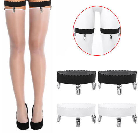 Femmes Sexy Lingerie accessoires anti-dérapant Silicone élastique cuisse haute jarretière ceintures bas attache jarretelle avec Clips en métal ► Photo 1/6