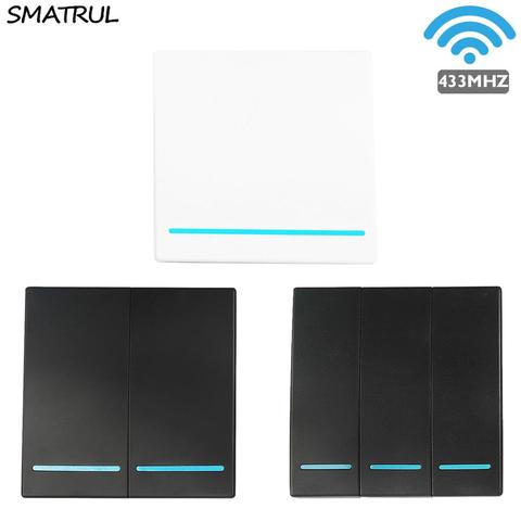 SMATRUL 1/2/3 Gang RF 433Mhz Smart Home Push interrupteur sans fil lumière télécommande bouton mural plafonnier On Off ASK Ev1257 ► Photo 1/6