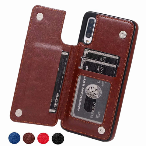 Étui portefeuille en cuir de luxe pour Samsung Galaxy A70 A70S A50 A50S A40 A30S A30 A20E A10E A10S M10 fentes pour cartes coque antichoc ► Photo 1/6