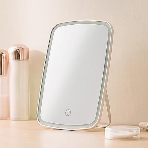 Miroir cosmétique de main de maquillage éclairé par LED Rechargeable par USB d'écran tactile portatif avec le gradateur de contact pour le voyage de salle de bains de dessus de Table ► Photo 1/6