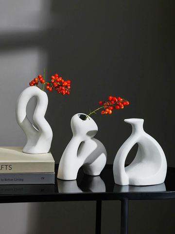 Vase en céramique blanc Style nordique, moderne et minimaliste, pour la décoration de la maison ► Photo 1/6