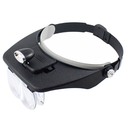 Bandeau Loupe lunettes Loupe avec lumières Led 1.5x 2x 2.5x 3.5x tête-monté Loupe Loupe lentille optique ► Photo 1/6