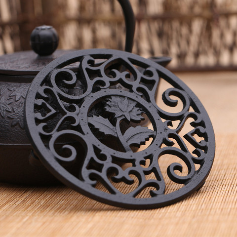 12cm exquis en fonte théière Trivets porte-théière chrysanthème motif Pot Mat cuisine thé thé cérémonie accessoires ► Photo 1/6