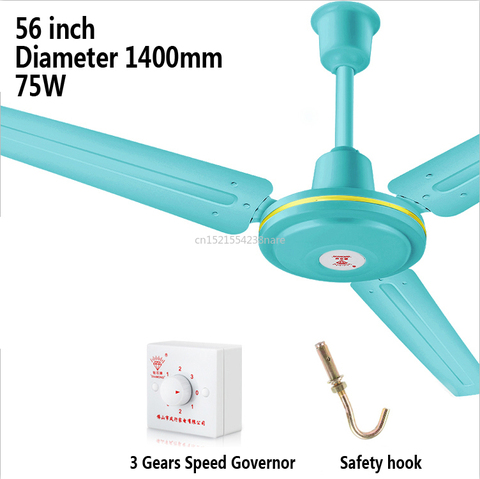 Ventilateur de plafond en fer avec refroidissement à l'air, 1.4m, troisième engrenage, grand vent, 56 