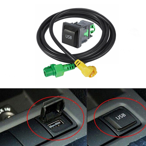 Commutateur de Prise USB Bouton Aux Interrupteur d'Adaptateur de Câble pour VW Golf 6 MK6 Passat B6 B7 For Jetta 5 MK5 CC RCD510 RNS315 ► Photo 1/1