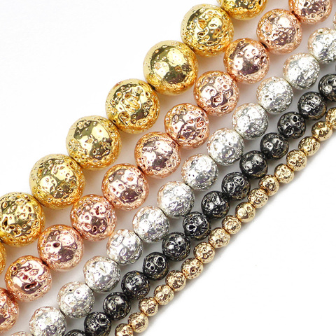 JHNBY-grosses perles rondes, or Rose, hématite, 4/6/8/10/12MM, pour la fabrication de bracelets et de colliers, bricolage ► Photo 1/6