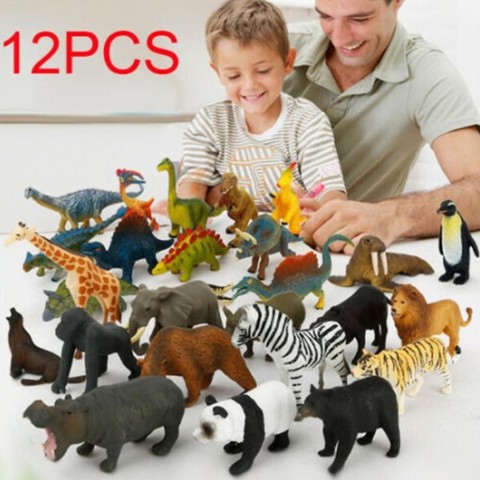 Jouets éducatifs pour enfants, 12 modèles pièces/ensemble de Mini animaux marins, dinosaures, animaux sauvages, modèle du monde ► Photo 1/6