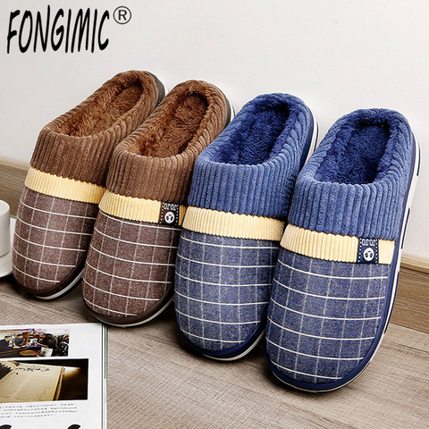 FONGIMIC – pantoufles chaudes d'hiver en coton pour hommes, chaussures d'intérieur en peluche pour la maison ► Photo 1/6