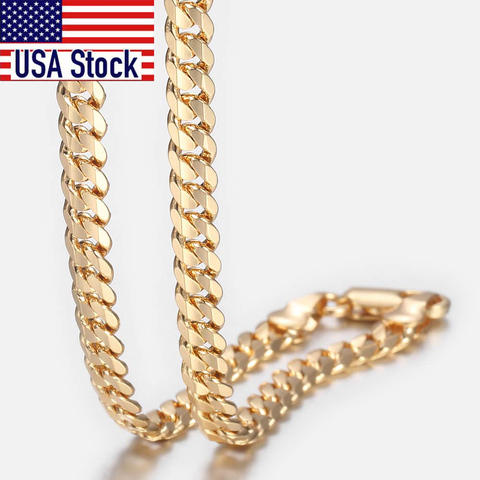 Trendsmax Hommes de Cuban Link collier Or Rempli collier Cadeau Pour Hommes Hiphop Bijoux 4.5mm 50 cm 60 cm KGN438 ► Photo 1/6