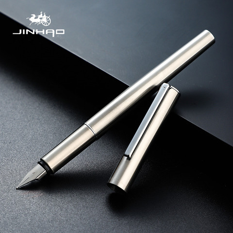 1pc Jinhao stylo plume Extra Fine/Fine plume acier inoxydable mat noir plein métal stylos à encre pour écrire école bureau papeterie ► Photo 1/5