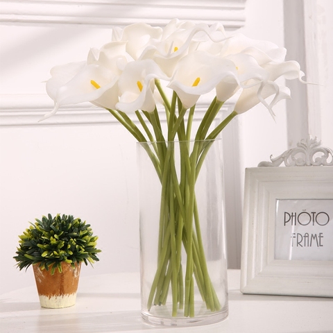 Fleur de lys Calla artificielle, 5 pièces, blanc rose, toucher réel, Bouquet de mariée, bricolage, décoration de fête de mariage, fleur décorative de maison ► Photo 1/6