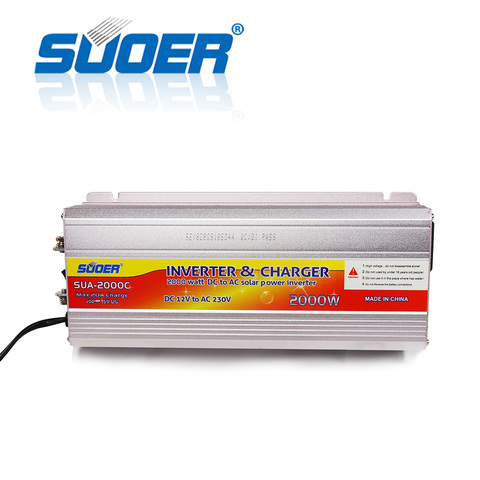 Suoer – onduleur à onde sinusoïdale modifiée, 12 volts, 220 volts, 2000 watts cc, pour installation solaire, avec chargeur de batterie (SUA-2000C) ► Photo 1/1