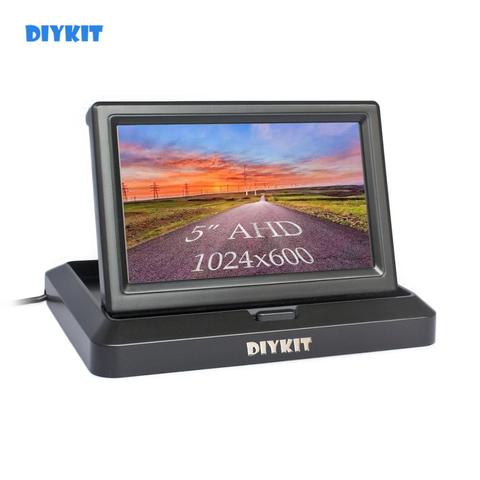 DIYKIT-moniteur de voiture, moniteur de sauvegarde, écran IPS AHD pliable 1024x600, pour caméra AHD, CVBS, vue arrière ► Photo 1/6