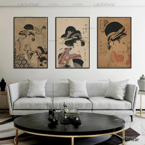Toile d'art imprimé décoratif japonais, peinture, affiches et imprimés Ukiyoe, images murales pour chambre à coucher ► Photo 1/6