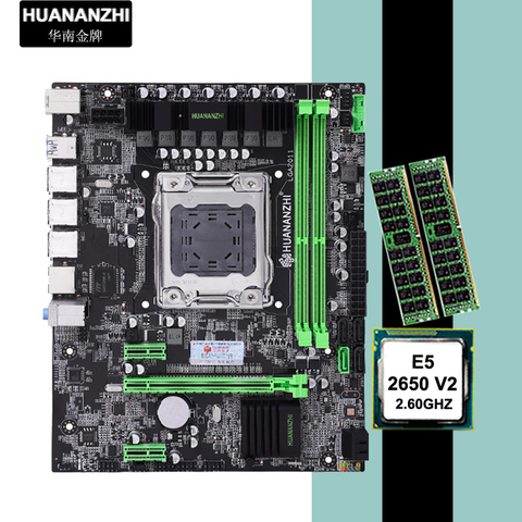 HUANANZHI – carte mère X79 micro-atx, processeur Intel xeon E5 2650 V2, 2x4 go de RAM DDR3 REG ECC, pour ordinateur, DIY ► Photo 1/6