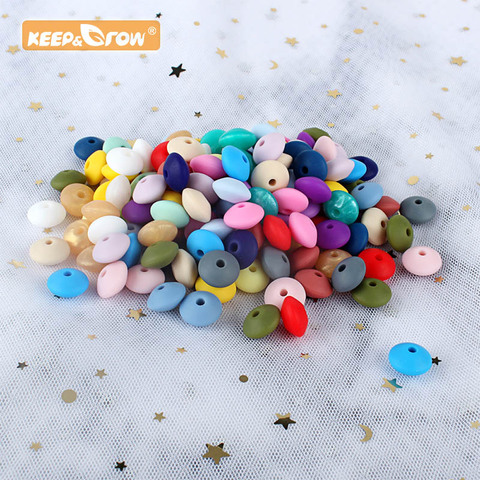 Garder et grandir 50pcs lentilles Silicone perles 12mm de qualité alimentaire rongeur bricolage bébé pendentif collier bébé dentition produits pour enfants ► Photo 1/6