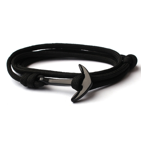 Hommes Bracelet noir alliage ancre Bracelet multicouche Nylon corde chaîne paracorde Bracelet pour femmes hommes marine Style cadeau SL014 ► Photo 1/6