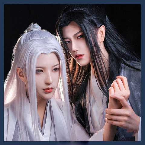 Perruque de Cosplay de Style chinois Hanfu, cheveux longs et lisses, Costume de dessin animé, Prince elfe japonais, perruques de carnaval, perruque d'acteur sur scène, perruque de fête ► Photo 1/6