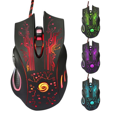 Souris de jeu 7 couleurs LED rétro-éclairage optique lumineux 5500 DPI USB souris filaire pour PUBG LOL CSGO Gamer ordinateur portable bureau ► Photo 1/6