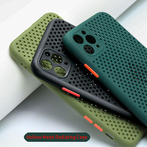 Coque de téléphone de refroidissement respirante à Dissipation thermique pour iPhone 11 11Pro Max XR XS Max X 8 7 6 6S Plus 11Pro étui souple en couleur unie ► Photo 1/6