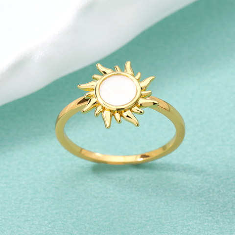 Bague Simple en forme de lune et de soleil pour femmes, couleur or, opale, rétro, Bijoux de fiançailles ► Photo 1/1