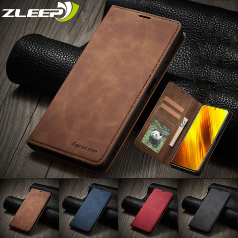 Étui magnétique en cuir de luxe Poco X3 pour Xiaomi Mi Poco X3 M3 NFC portefeuille à rabat porte-cartes fentes support téléphone sacs housse Coque ► Photo 1/6