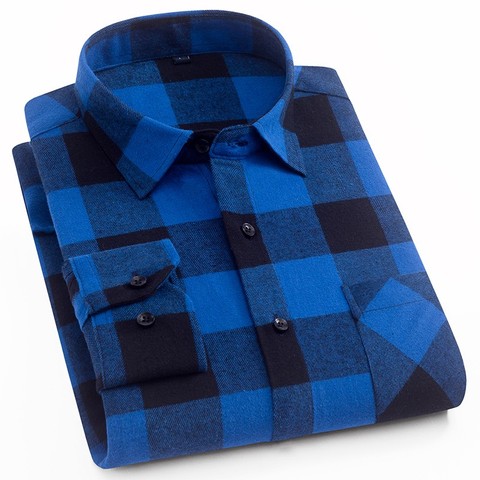 Chemise à carreaux en flanelle pour hommes, manches longues, Slim Fit, en coton, à la mode, printemps automne ► Photo 1/6