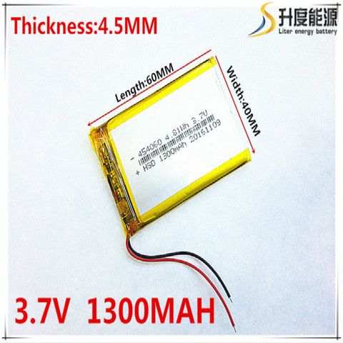 Batterie li-po li-ion Rechargeable, 3.7V, 1300mAh, 454060 Lithium polymère, pour Mp3 MP4 MP5 GPS bluetooth mobile ► Photo 1/1