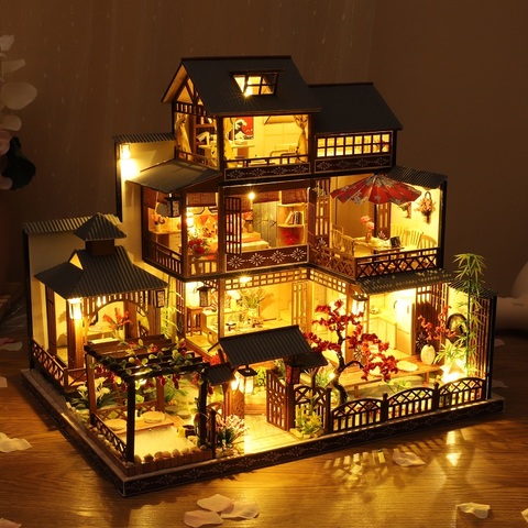 Maison de poupée en bois à monter soi-même, miniature avec meubles, jouets pour enfants, cadeau d'anniversaire pour ami, nouvelle collection ► Photo 1/1