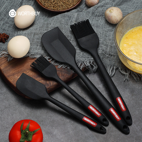 WORTHBUY Ensemble de spatule en Silicone résistant à la chaleur ensemble d'ustensiles en Silicone antiadhésif pour pâtisserie cuisson cuisine cuisson spatule brosse à huile ► Photo 1/6