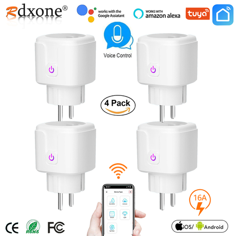 Prise de courant intelligente UE Wifi avec contrôle via application, programmable, avec commande vocale connectée, compatible avec Alex Google Home, Mini IFTTT,16 A ► Photo 1/6