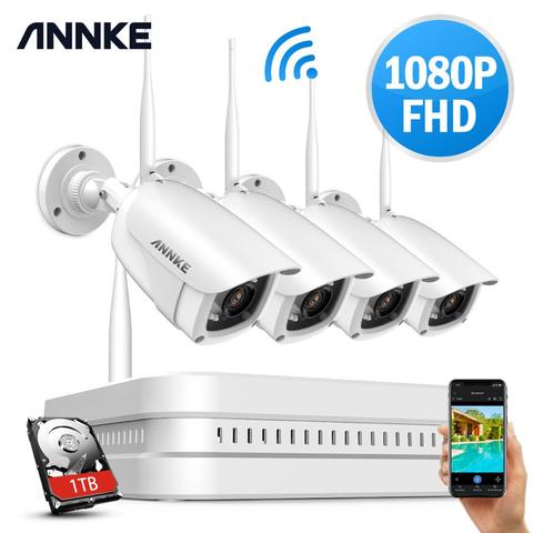 ANNKE 8CH 1080P FHD Wi-Fi sans fil NVR système de vidéosurveillance 4 pièces caméra IP WIFI extérieur étanche CCTV caméra de sécurité Kits de Surveillance ► Photo 1/6